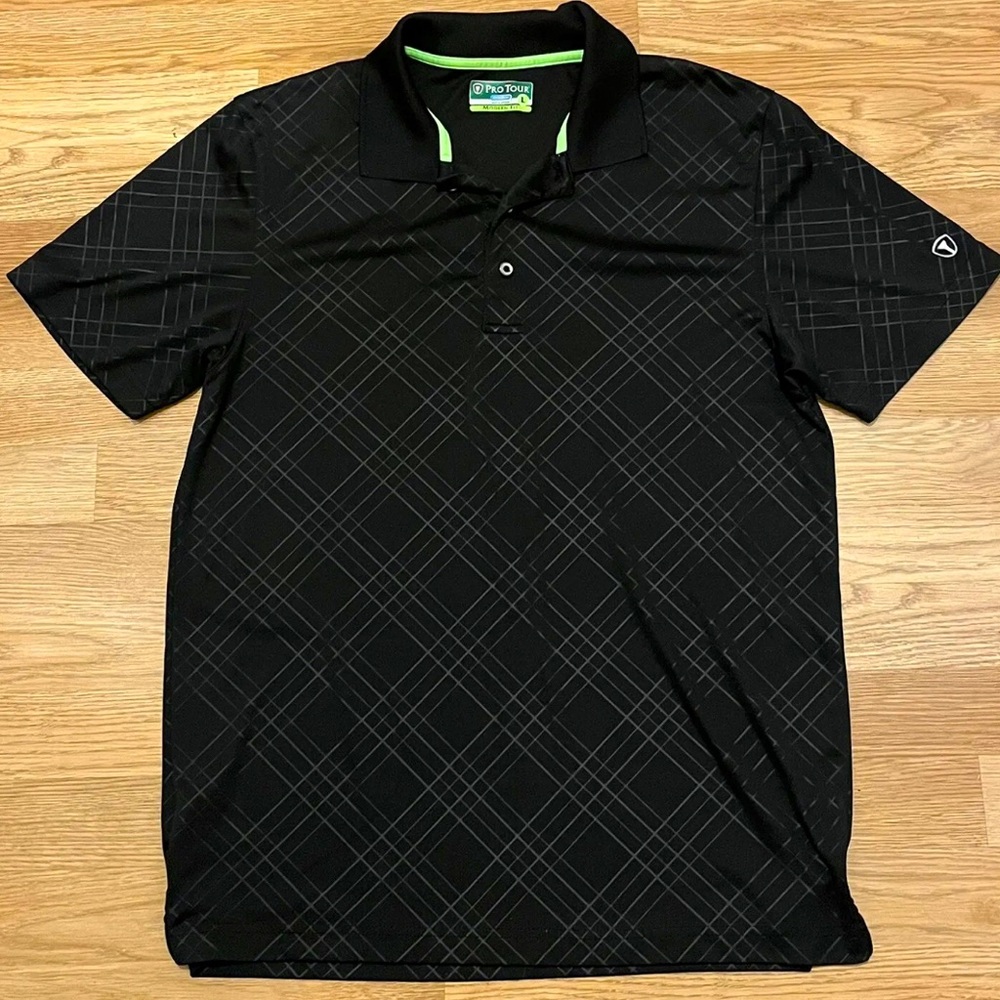 Pro Tour Golf Shirt Polo Geometric Design Men’s Size Large Modern Fit